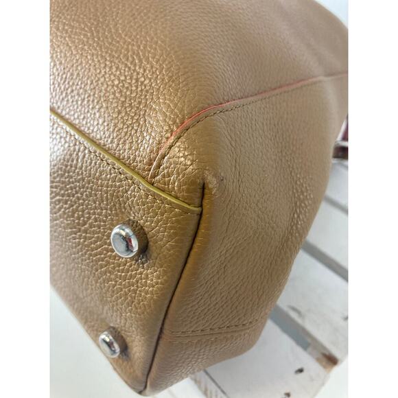 COACH 37721 LARGE BROWN, PINK PEBBLED LEATHER SHOULDER BAG - Picture 8 of 16